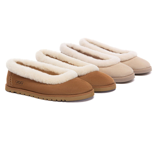 UGG Slippers Women Sheepskin Wool Trim Milea