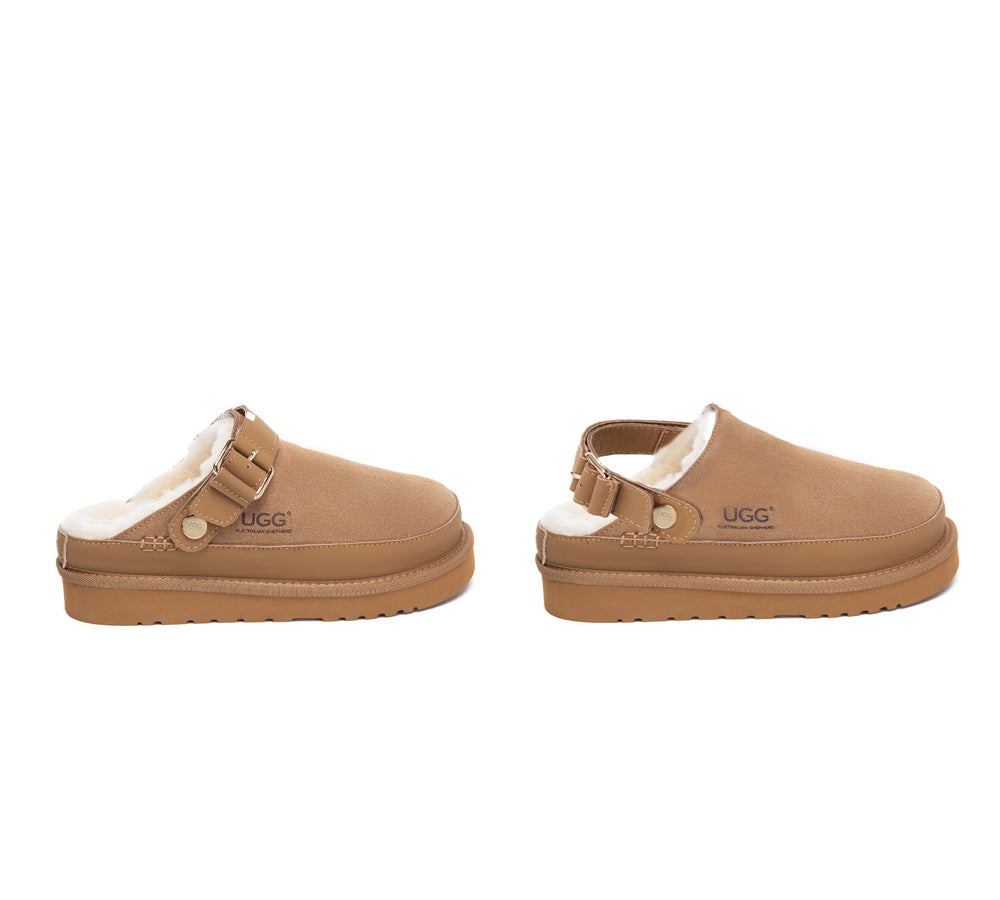 UGG Slippers Sheepskin Wool Slingback Platform Norven